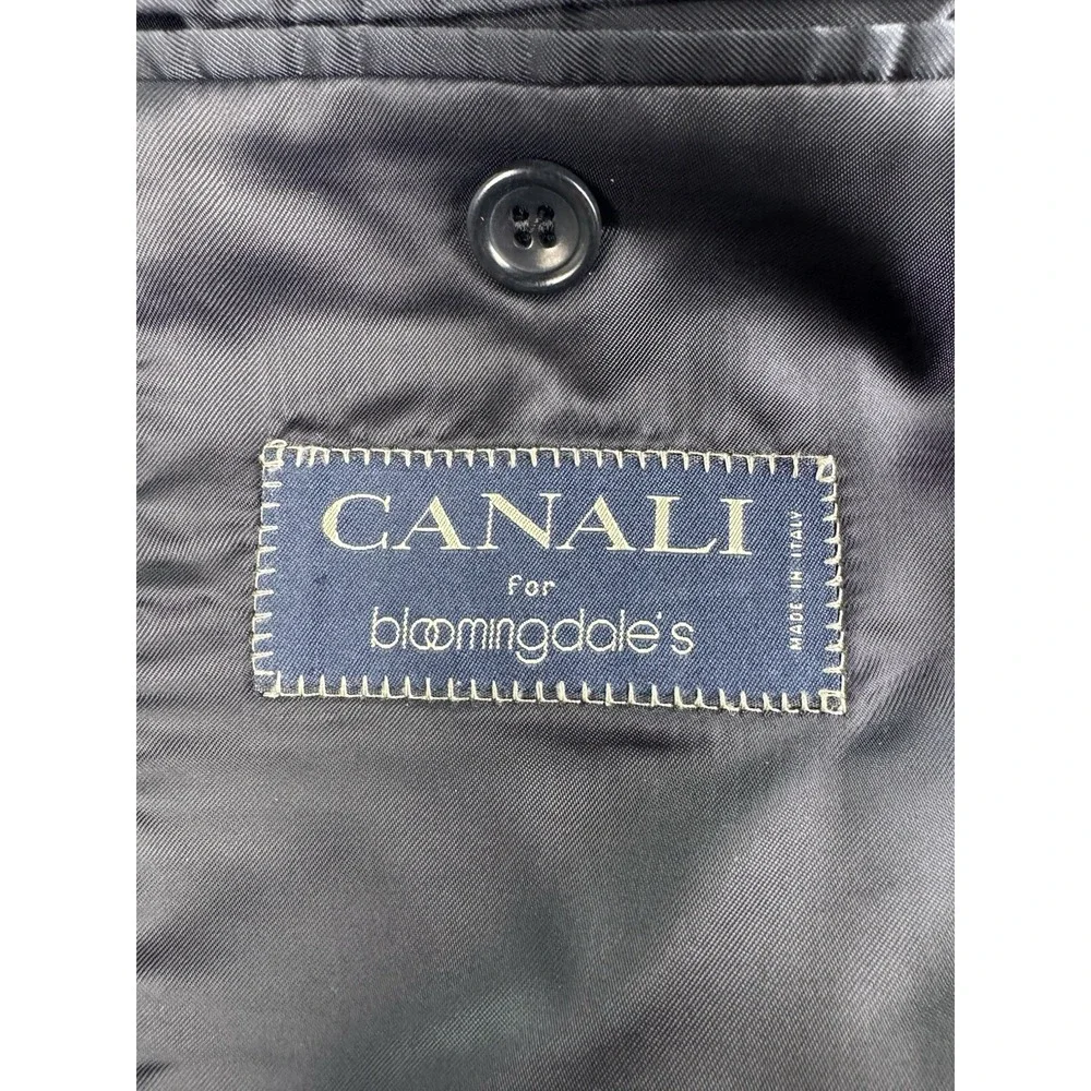 Canali Sport Coat 44 L Blue Wool Windowpane Check Designer Luxury Flannel Italy